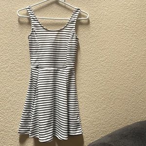 Black/White Striped Casual Dress